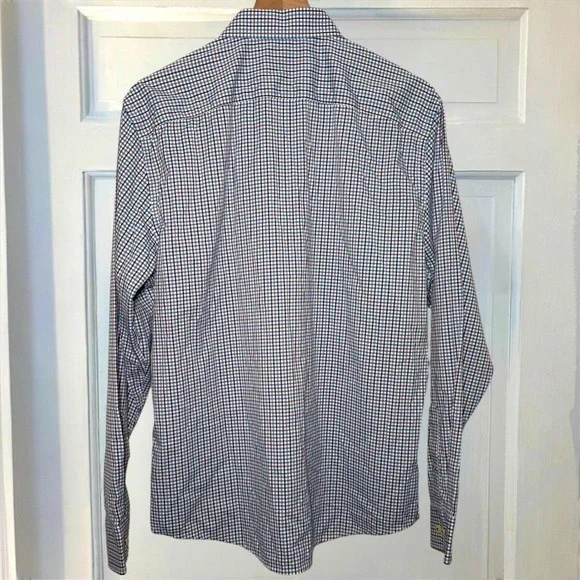 UNTUCKit Sheldrake Performance Nylon Gingham Check Men L Button Up Stretch Shirt - Picture 5 of 8